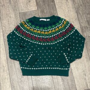 Women's Vintage Green Fair Isle Sweater